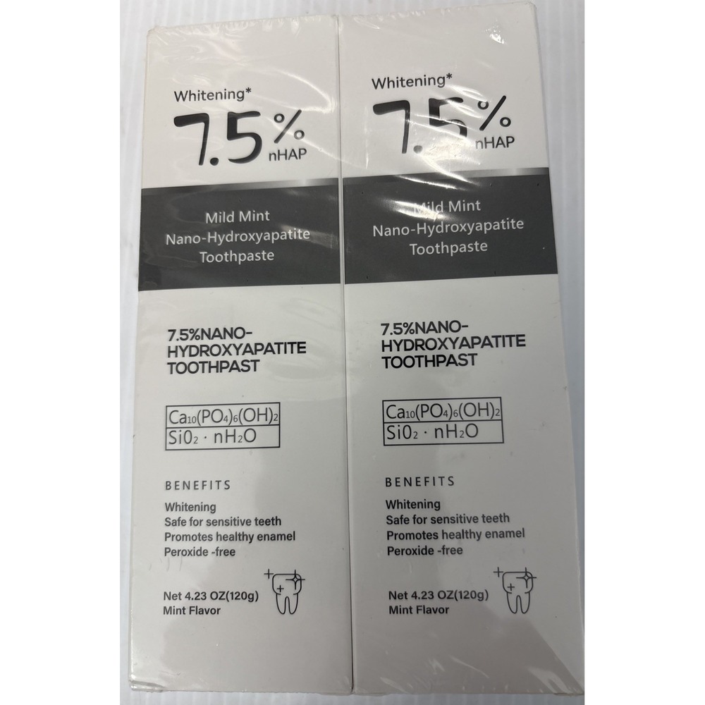 7.5% Nano-Hydroxyapatite Toothpaste - 2 Pack 120g (4.23 OZ) Each